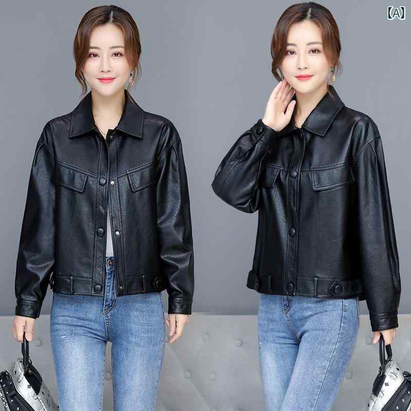 レザージャケット レディース 春秋 ヨーロピアン ライダースジャケット ゆったり ショート丈 PUレザー テーラードカラー ジップアップ マット カジュアル アウター