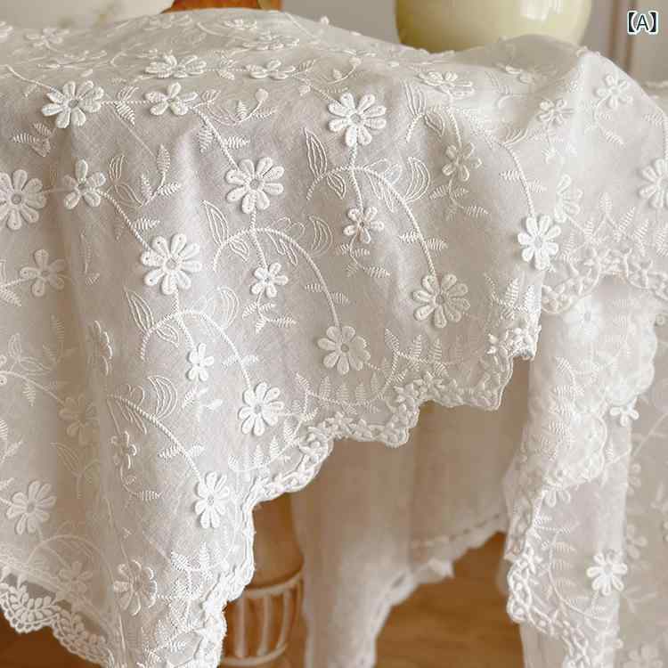 テーブルクロス レース フレンチスタイル 高級感 エレガント ホワイト 花柄 植物柄 シンプルモダン ダ..