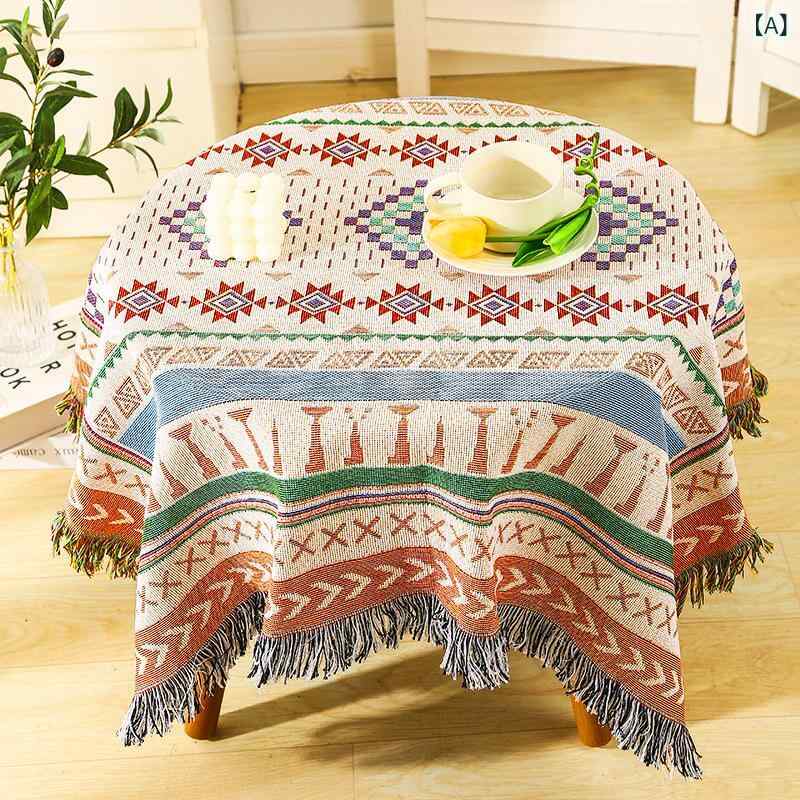 マルチカバー テーブルクロス 食卓カバー ヴィエナ柄 幾何学模様 長方形 防塵 ポリエステル綿混 アメリ..