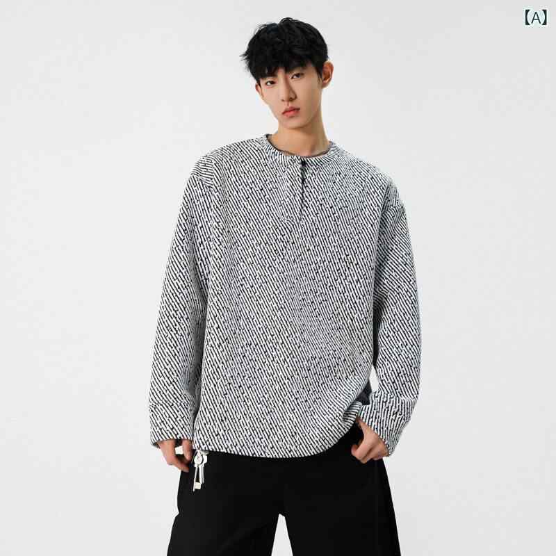 樂天商城 - スウェット メンズ 春夏 若者向け シンプル ゆったり ビッグシルエット 長袖 Tシャツ トップス クルーネック 普段使い カジュアル ポリエステル ポリウレタン ホワイト ダークグレー ブラック