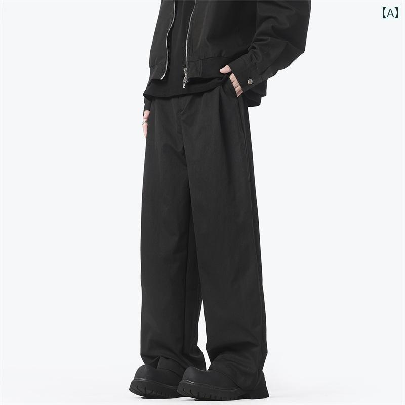 パンツ メンズ ゆったり ストレート ワイド カジュアル アメカジ クリーンフィット きれいめ トレンド 通勤 普段使い 着回し ボトムス 男性用 ポリエステル 春夏