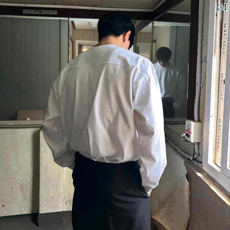 ・カテゴリ: Tシャツ・スタイル: 韓国風・タイプ: プルオーバー・主な素材: 綿・ネックライン: クルーネック・袖丈: 長袖・袖タイプ: レギュラー・柄: 無地・シルエット: ルーズフィット・生地の重さ: 約180g〜250g未満・素材機能: 通気性・加工: ノーアイロン・対象年齢層: 成人・対象性別: 男性・カラー展開: ホワイト、ブラック・サイズ展開: M、L、XL、XXL