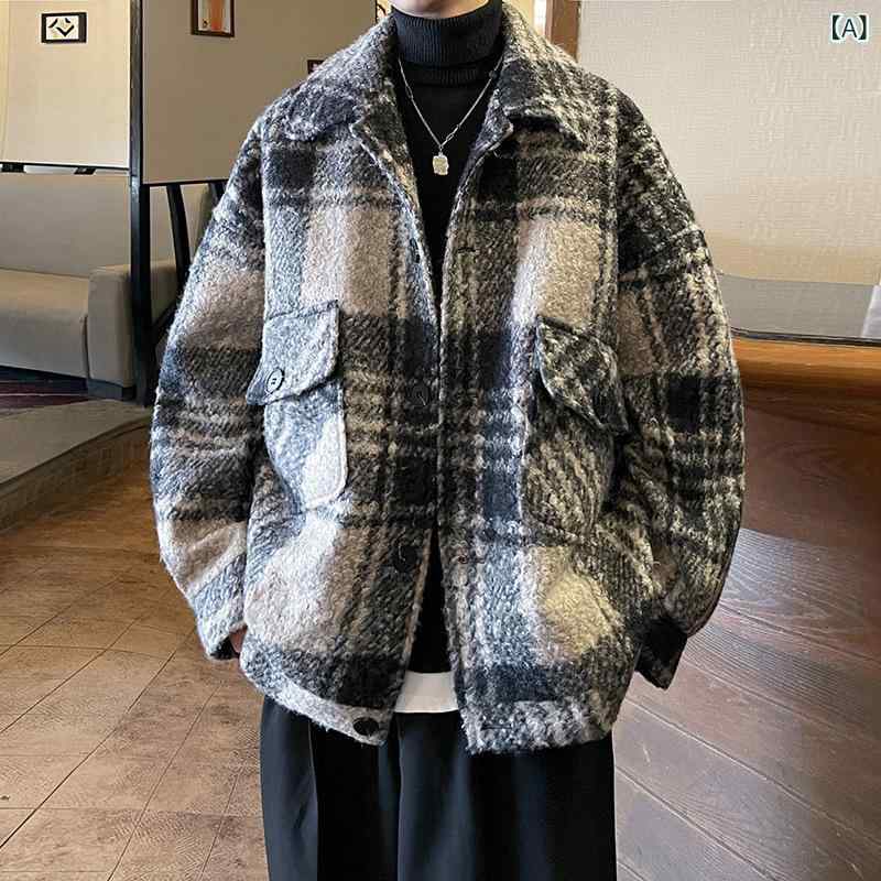・カテゴリ: ジャケット・スタイル: 韓国風・主な素材: ポリエステル・裏地素材: アセテート・ネックライン: 襟付き・シルエット: ゆったり・厚さ: 厚手・柄: チェック柄・シーン: カジュアル・裾のデザイン: ストレート・着丈: 普通・機能: 防風・カラー展開: グレーチェック、ブラックチェック・サイズ展開: M、L、XL、XXL・対象: 若年層・対象年齢: 成人・対象性別: メンズ