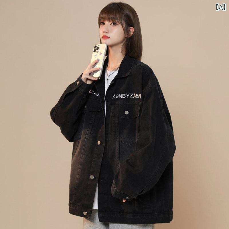 ジャケット レディース ぽっちゃりさん 大きいサイズ プラスサイズ デニム Gジャン ウォッシュ加工 レトロ ヴィンテージ ゆったり オーバーサイズ 大人カジュアル アメカジ 高級感 トップス 春秋 黒 青