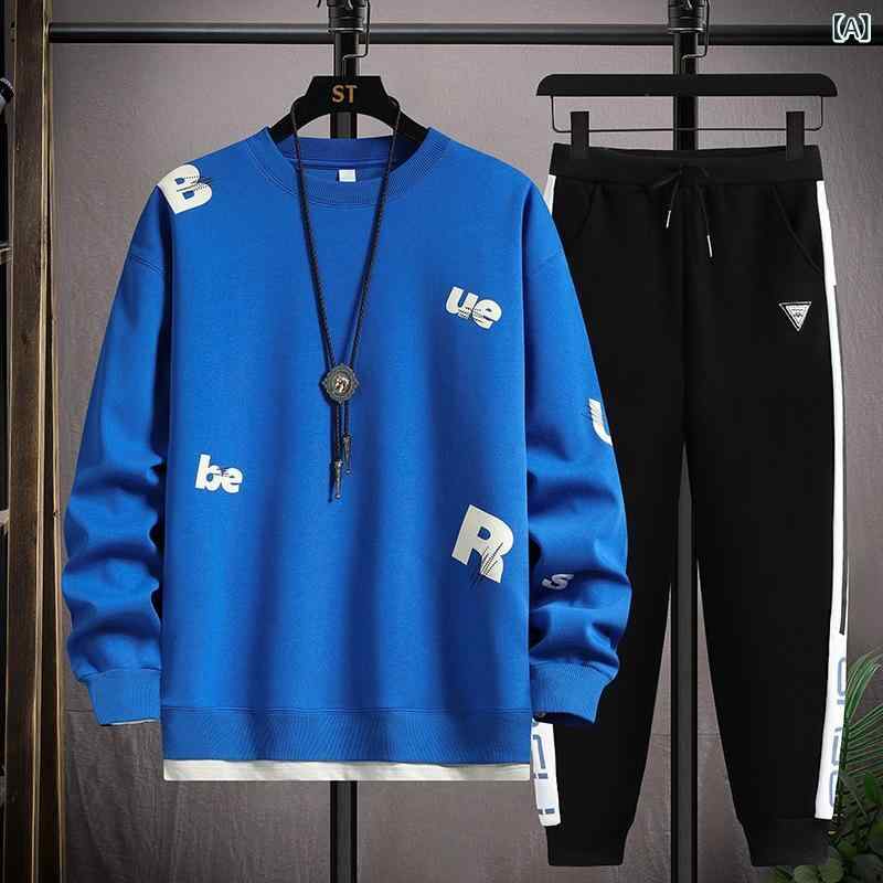 スウェット 男の子 青少年 中高生 上下セット 長袖 ロングパンツ スポーツウェア デイリーユース 普段着 カジュアル 韓国風 おしゃれ かっこいい 綿混 コットン 春秋