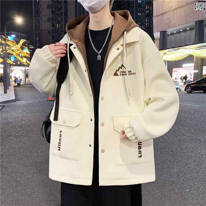 ジャケット メンズ 春秋 フェイクレイヤード ワークジャケット スタイリッシュ 中学生 高校生 ルーズフ..