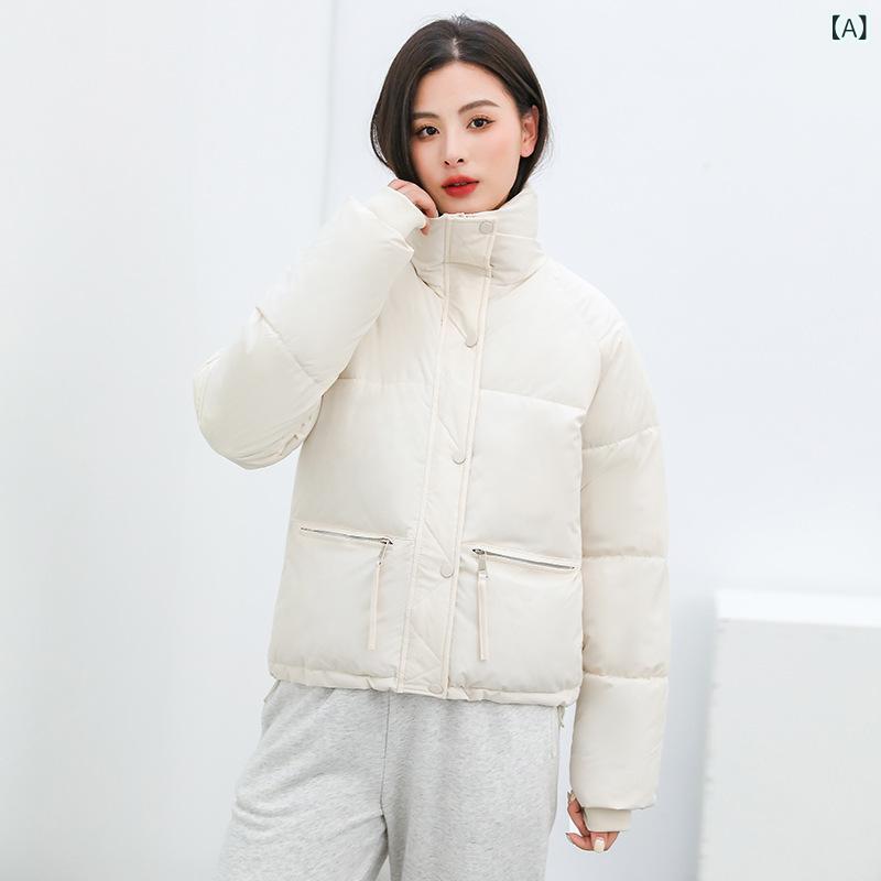 中綿ジャケット レディース 冬 高級感 アメリカン ショート丈 スタンドカラー ゆったり 厚手 パフジャ..