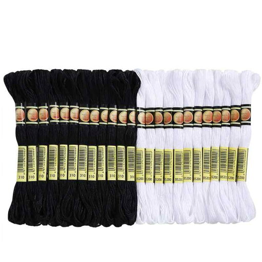 24本 セット 刺しゅう糸 クロスステッチ 刺繍糸 縫い糸 手芸用糸 刺繍セット 長8m 初心者 クロスステッチ に最適 (ブラック系,ホワイト) 24本 セット 刺しゅう糸 クロスステッチ 刺繍糸 縫い糸 手芸用糸 刺繍セット 長8m 初心者 クロスステッチ に最適 (ブラック系,ホワイト)