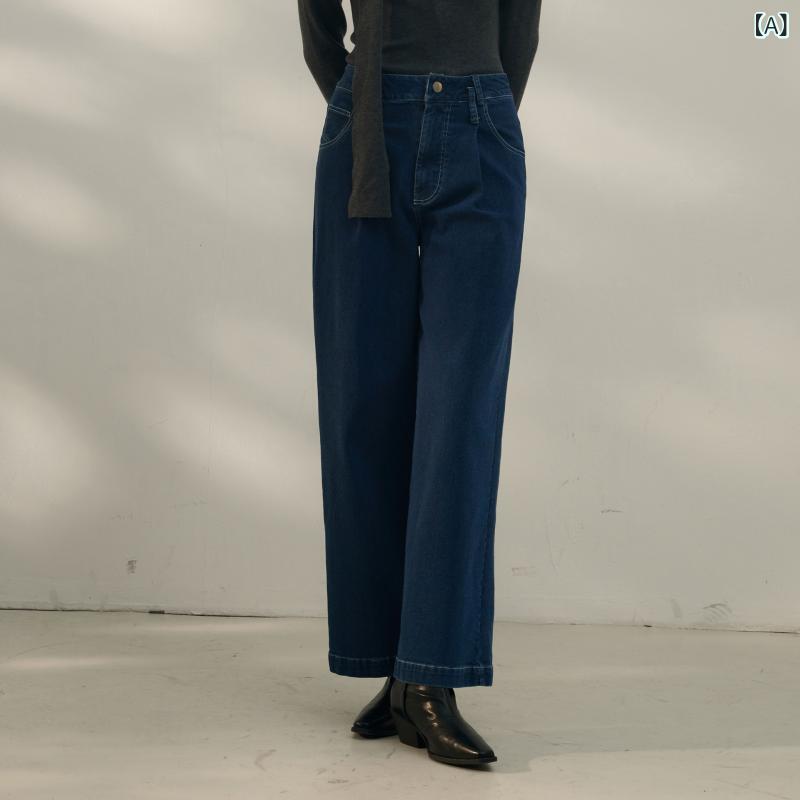 デニム パンツ レディース 女性用 アメリカンレトロ ヴィンテージ風 無地 ハイウエスト ストレート ストレートシルエット ゆったり リラックス ルーズフィット 9分丈 クロップド アンクル丈 春夏 ファッション 着回し カジュアル 普段使い ラピスラズ