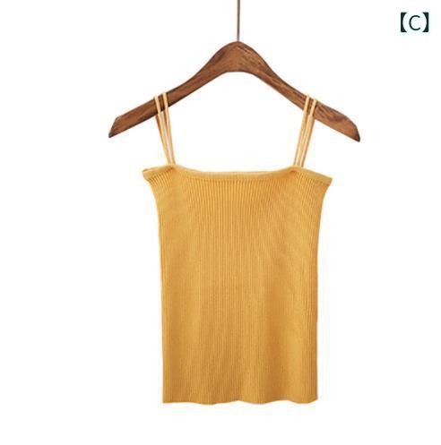 narukiのキャミソール レディース 女性用 春夏 ニット タンクトップ トップス インナー 韓国風 学生 スリムフィット 無地 レース 透かし編み Y字ストラップ ビスコース 再生繊維 シンプル カジュアル 普段使い｜アングル3