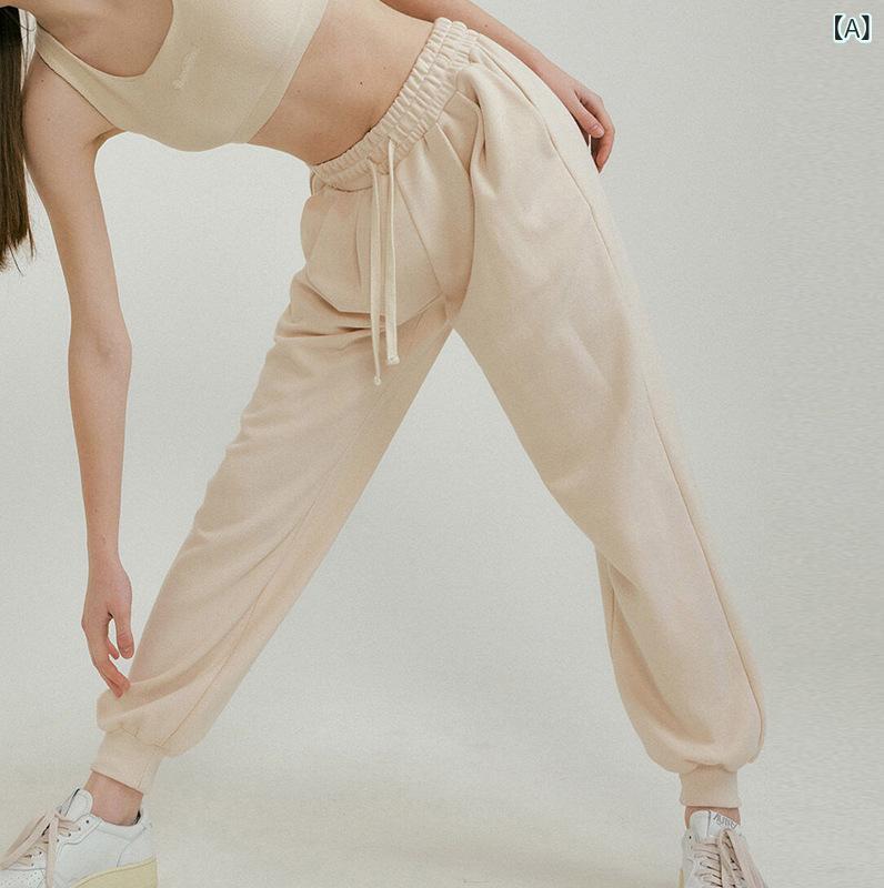 スウェット レディース ジョガー テーパード ハイウエスト ドローコード ウエストゴム カジュアル ストリート ランニング ヨガ スポーツ 長ズボン 綿混 ストレッチ 秋