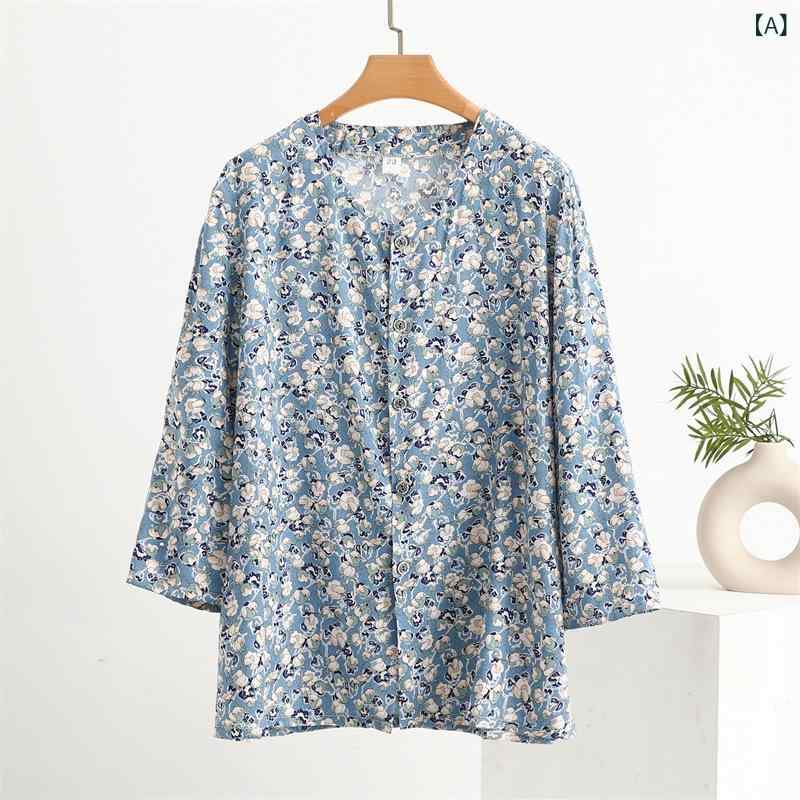 シャツ レディース ミセス 花柄 再生繊維 ビスコース ラウンドネック 長袖 薄手 カーディガン ブラウス 羽織り 春夏 普段使い カジュアル シンプル トップス
