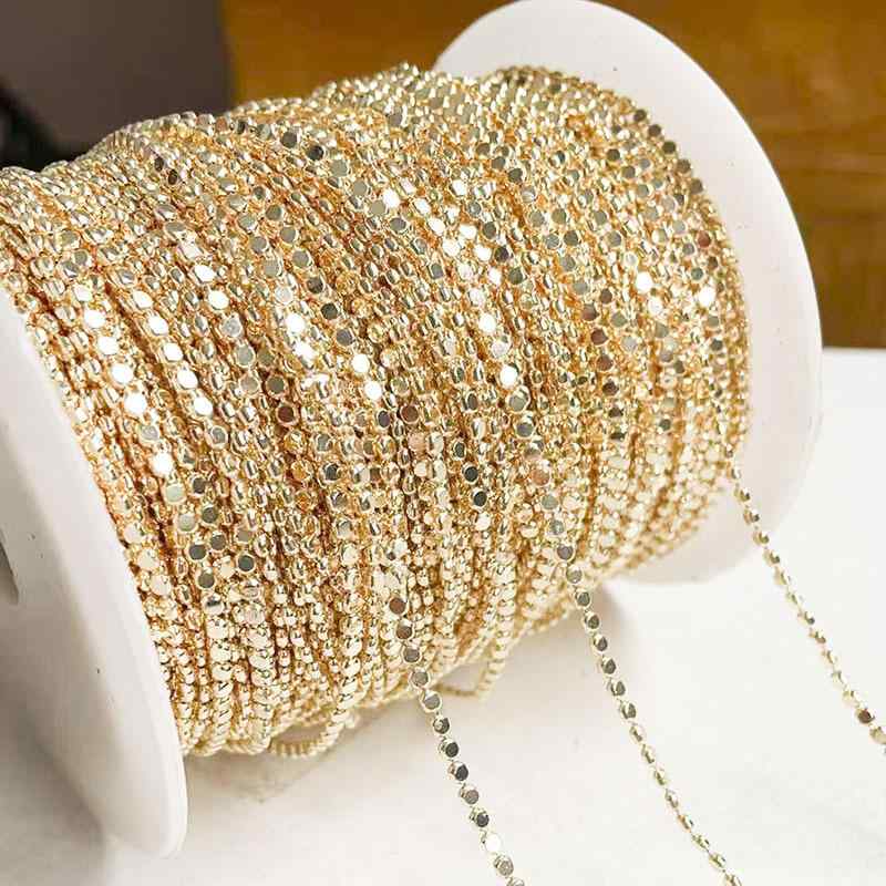 アクセサリーパーツ レディース ハンドメイド コッパー 金属アレルギー対応 14Kコーティング ビーズチェーン 不規則 ネックレス ブレスレット 手芸 DIY 素材