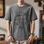 Tシャツ メンズ アメリカン レトロ ヴィンテージ ヘビーウェイト ウォッシュ加工 純綿 コットン ゆった..