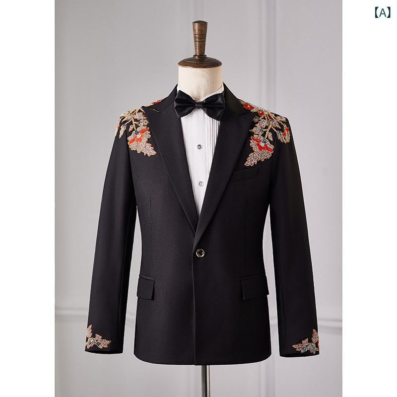 マオカラースーツ メンズ 男性用 高級感 ビジネス セットアップ 結婚式 披露宴 礼服 発表会 演奏会 舞台衣装 司会 パーティー オールシーズン スリムフィット シングルボタン ポリエステル