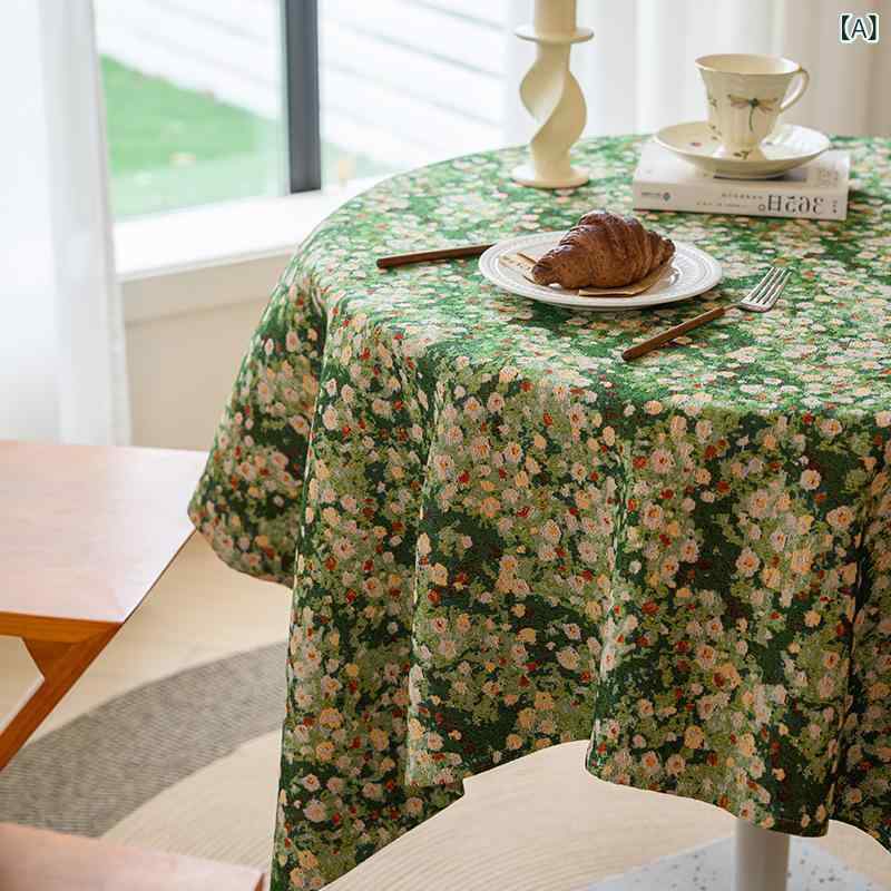 テーブルクロス アメリカンカントリー レトロ 高級感 花柄 ダイニング 食卓カバー 円形 長方形 丸型 角型 滑り止め ポリエステル 綿混紡 かわいい おしゃれ