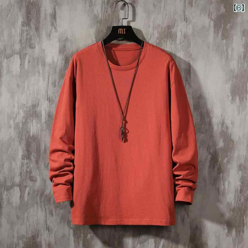 Tシャツ メンズ 長袖 韓国風 ファッション ゆったり ルーズ ビッグシルエット 薄手 綿100% 春夏 抗菌 カジュアル 普段使い インナー