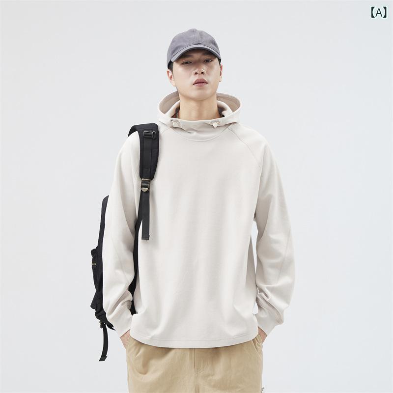 長袖Tシャツ メンズ フード付き ヘビーウェイト プルオーバー 無地 ゆったり オーバーサイズ ビッグシルエット 綿混素材 吸湿速乾 抗菌防臭 快適 ポケット付き カジュアル ストリート ファッション 秋冬 ロンT