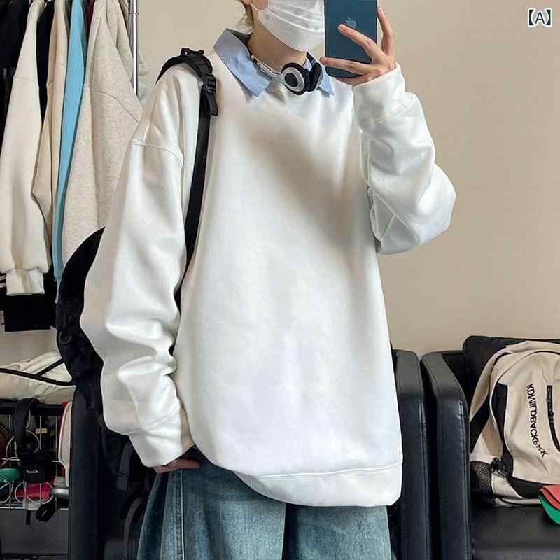 スウェット メンズ 男性用 トップス トレーナー スエード調 春秋 クルーネック 丸首 ゆったり オーバー..