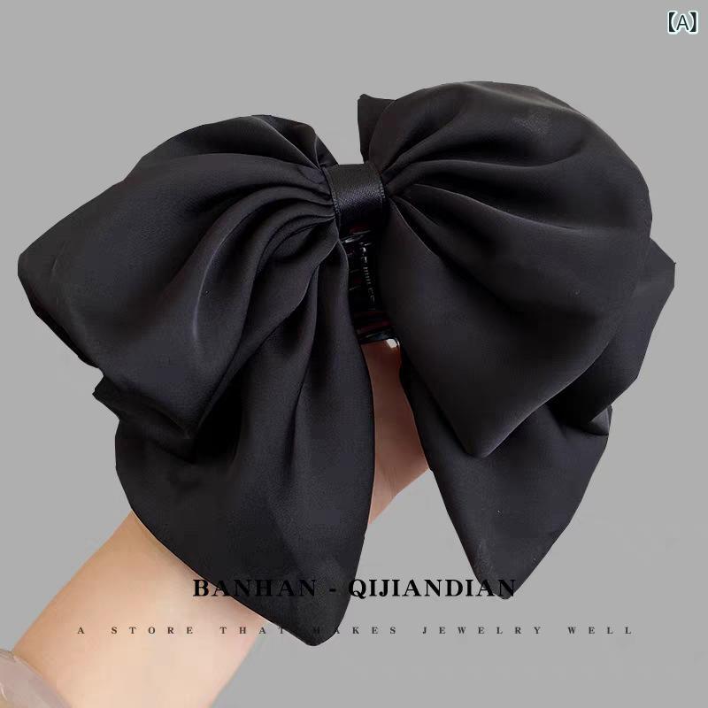 ヘアクリップ レディース フレンチスタイル サテンリボン フラワーモチーフ バンスクリップ ハンドメイ..