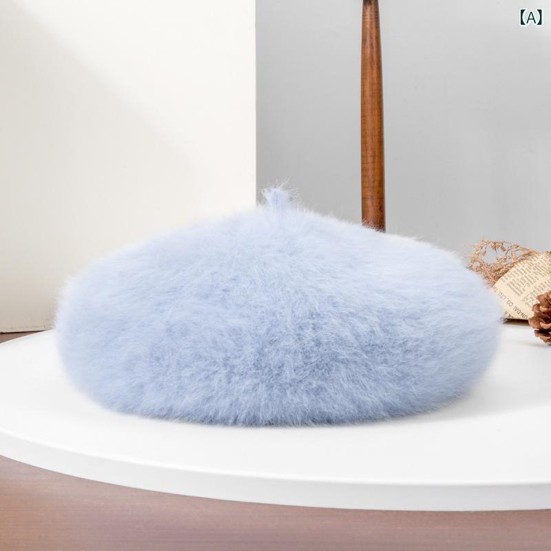 ベレー帽 レディース 秋冬 ラビットファー うさぎの毛 小顔効果 無地 単色 画家帽 保温 暖かい ファッション おしゃれ 日韓スタイル 韓国風 カジュアル 上品 丸型 普段使い お出かけ