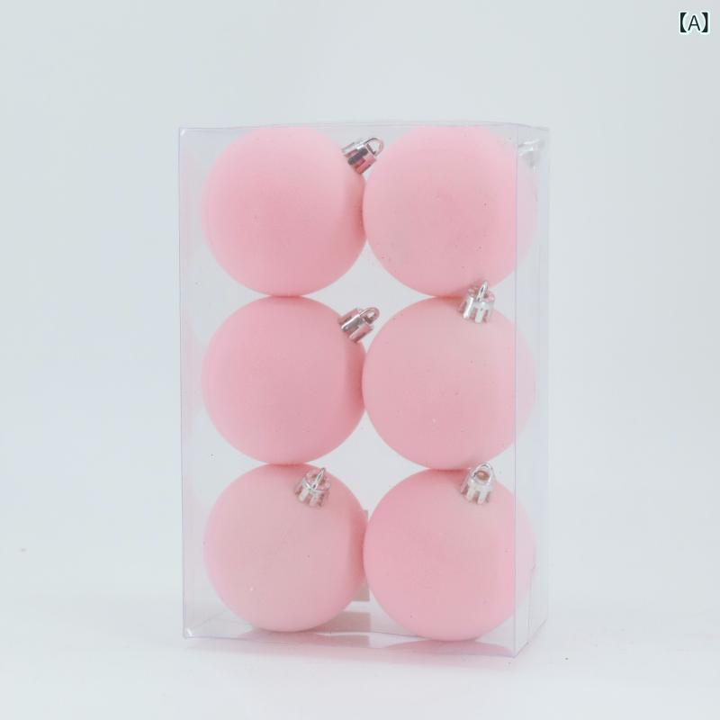 クリスマスオーナメント フロッキー 植毛 6cm 6個組 クリスマスツリー デコレーション 装飾品 おしゃれ かわいい モダン シンプル 雰囲気演出 シーン装飾 パーティー イベント