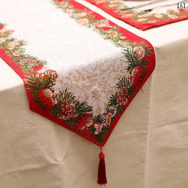 クリスマス テーブルデコレーション ランチョンマット テーブルランナー テーブルクロス タペストリー 布製 ファブリック 食卓 家庭用 店舗用 欧米風 シーン演出
