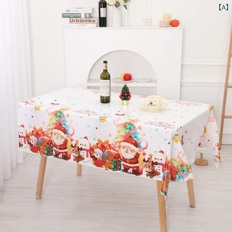 テーブルクロス クリスマス サンタクロース 食卓デコレーション 長方形 防水 防汚 耐熱 防油 防塵 防滑..