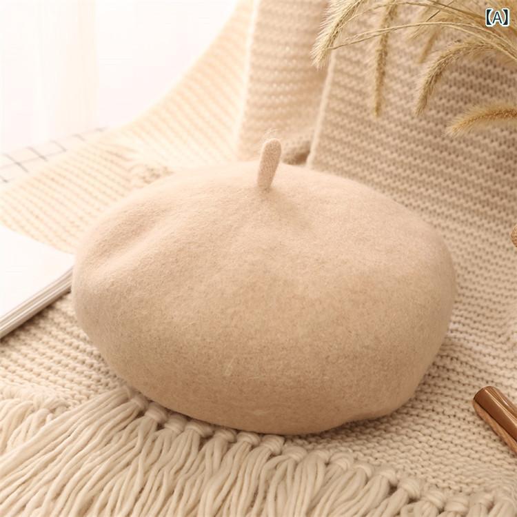 ベレー帽 女の子 キッズ ベビー カシミヤ ウール レトロ プリンセス ハット 親子お揃い ドーム型 防寒 ..