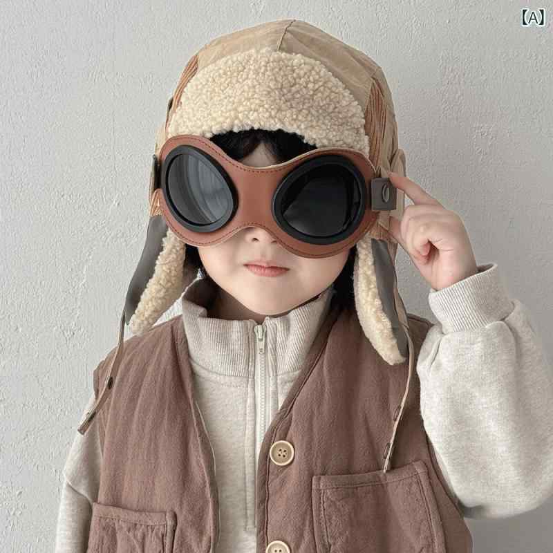 帽子 キッズ ベビー 男女兼用 秋冬 飛行帽 パイロットキャップ 耳当て付き 防風 保温 フリース ボア ふ..