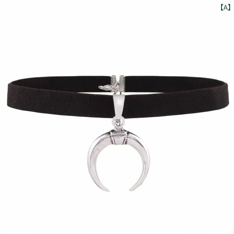 ネックレス レディース 欧米風 個性的 シンプル 三日月 ムーンモチーフ 月 ペンダント 合金製 電気メッキ加工 鎖骨ネックレス ショート丈 デイリーユース 普段使い 上品 大人可愛い おしゃれ アクセサリー