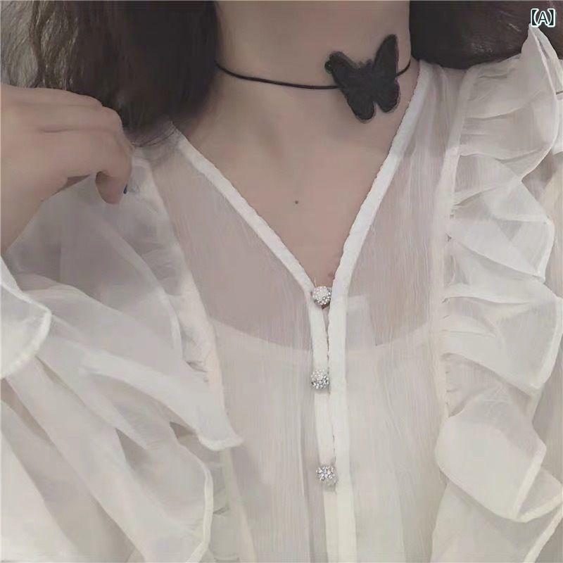 ネックレス レディース レース 蝶々 バタフライ チョーカー ショート丈 鎖骨 デコルテ シンプル 個性的..