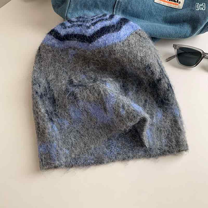 narukiのニット帽 メンズ レディース レトロ 個性的 秋冬 小顔効果 あったか 防風 ゆったり ビッグサイズ ビーニー ワッチキャップ ウール アクリル混紡｜アングル3