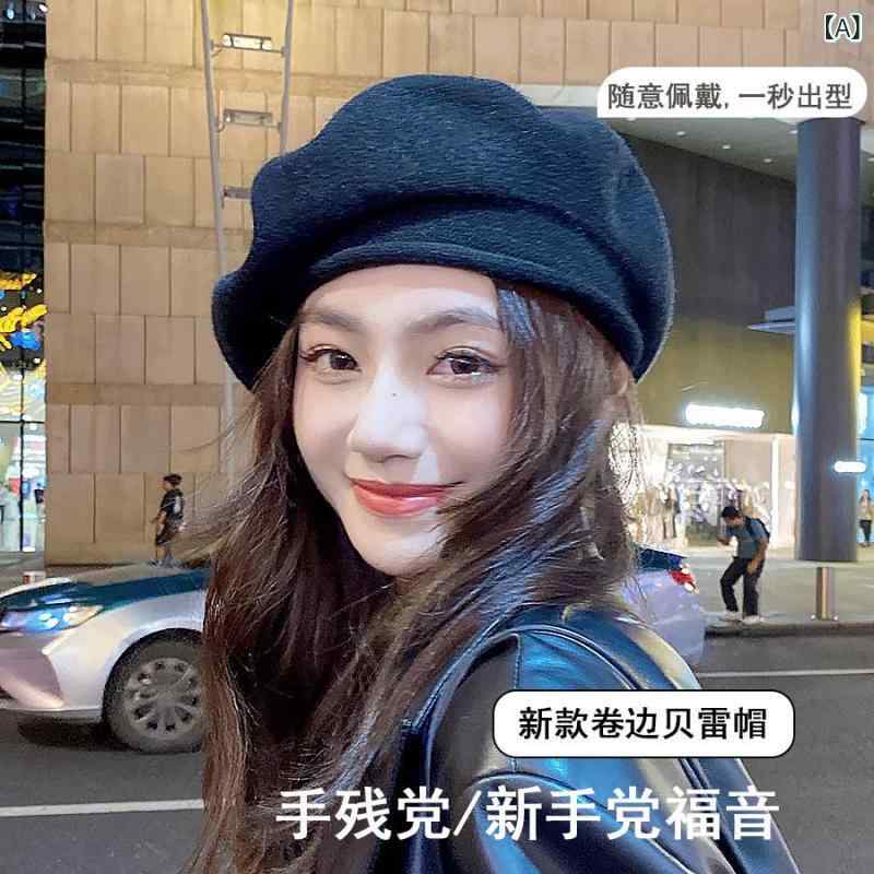 ベレー帽 ニット帽 ゆったり 大きめ 画家風デザイン パンプキンハット 韓国風 ナチュラル カジュアルス..