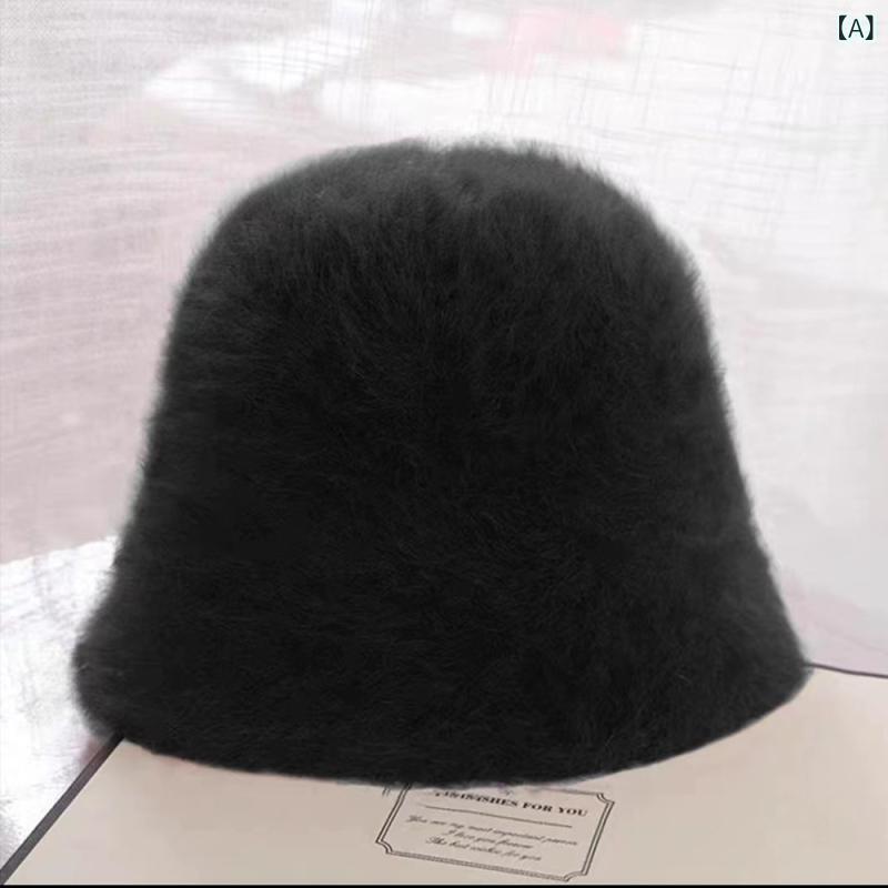 帽子 レディース 女性用 秋冬 バケットハット フィッシャーマンハット 小顔効果 フェイクファー 羊毛 防寒 防風 保温 ブラック ホワイト エレガント シンプル 上品