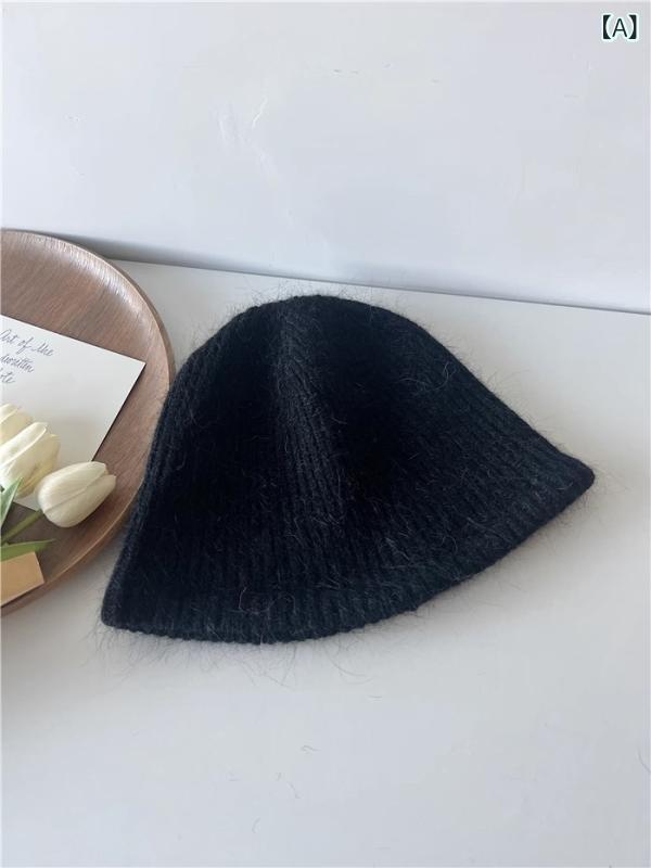 ハット レディース ドーパミンカラー 韓国風 ふわふわ ラビットファー ニット バケットハット 小顔効果..