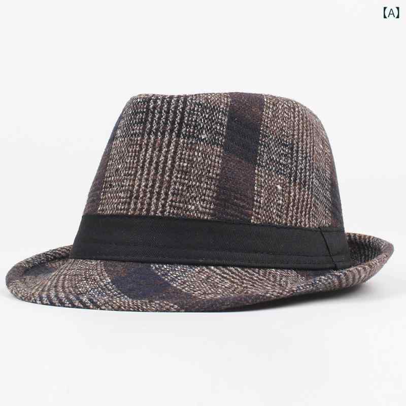 帽子 メンズ 男性用 秋冬 フェドラハット 中折れハット 紳士帽 韓国風 レトロ ヴィンテージ ブリティッシュ カジュアル ステージ ジャズ 日よけ ポリエステル ブラック コーヒー