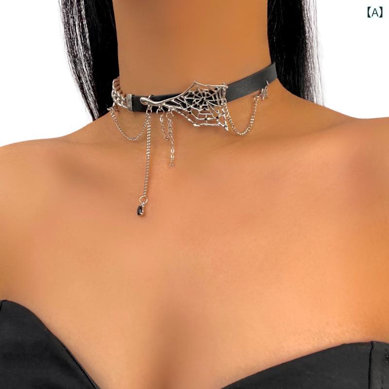 ネックレス 首飾り レディース 蜘蛛の巣モチーフ 個性的 デザイン性 おしゃれ ファッション レトロ ヴィンテージ 電気メッキ加工 合金製 普段使い パーティー