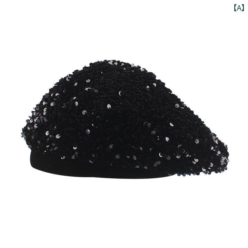 ベレー帽 レディース 女性用 スパンコール 欧米風 ストリート ファッション カジュアル おしゃれ 個性..