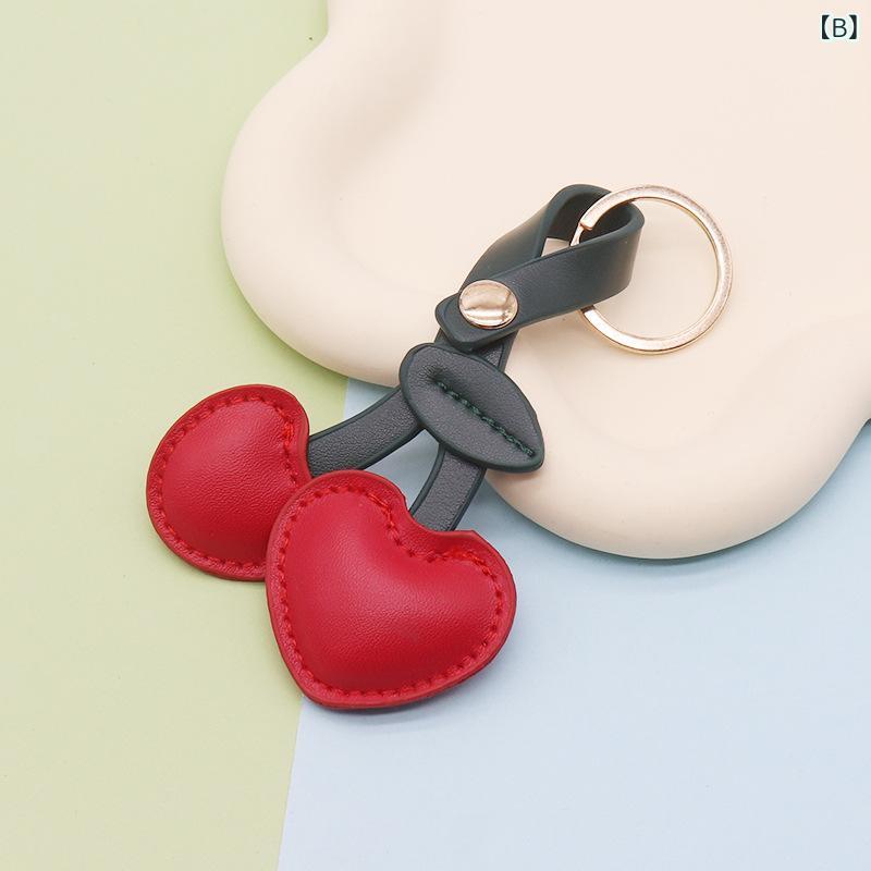 キーホルダー バッグチャーム レディース PUレザー さくらんぼ チェリーモチーフ かわいい キーリング 小物 飾り アクセサリー イン風の商品画像 2