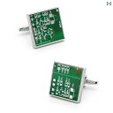 カフスボタン メンズ レディース ユニセックス 純銅 高品質 グリーン スクエア 回路基板 フレーム付き 電気メッキ加工 欧米スタイル ビジネス フォーマル カ...