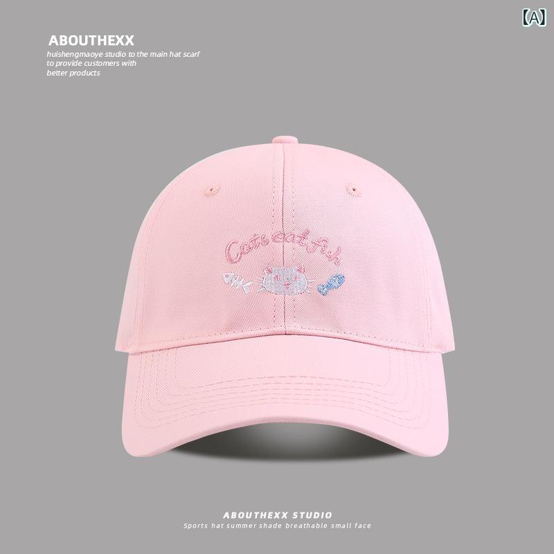 キャップ レディース 和風 かわいい 猫 刺繍 ベースボールキャップ 小顔効果 UVカット 日よけ 通気性 綿 コットン シンプル おしゃれ カジュアル カーブつば 春夏