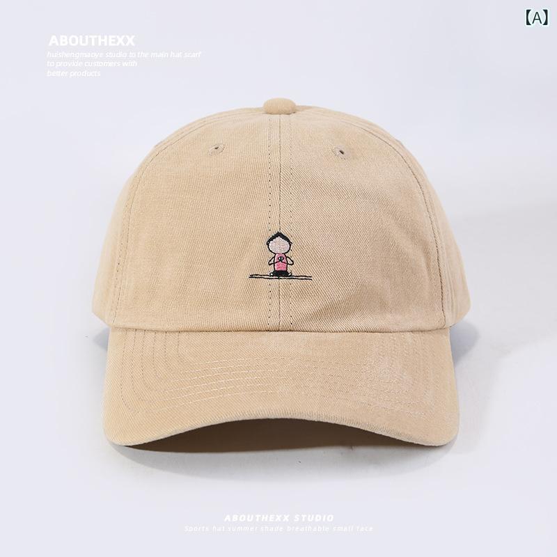 キャップ 男女兼用 かわいい カートゥーン 刺繍 韓国風 レトロ 万能 ストリートファッション ベースボ..