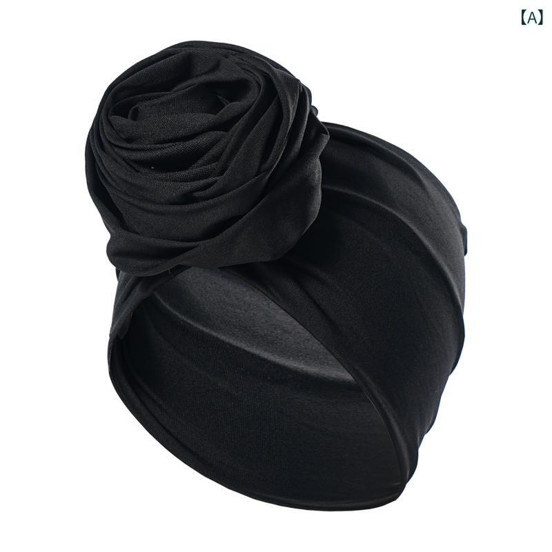 Knit Hat - 帽子 ユニセックス エレガント 上品 レトロ ヴィンテージ バラ 花柄 伸縮性 ターバン ヘッドスカーフ キャップ 欧米風 エスニック 防風 軽量 快適 ポリエステル オールシーズン 普段使い お洒落