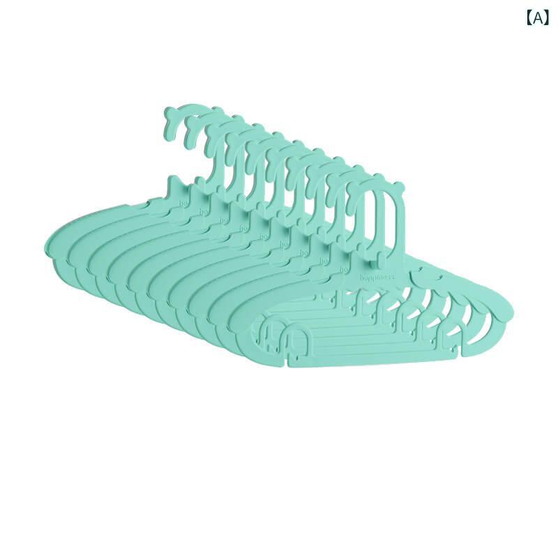 ハンガー ベビー キッズ プラスチック 伸縮自在 クリップ付き 乾湿両用 ズボン スカート用 家庭用 シンプル 高品質 ミントグリーン コーラルピンク ライトウォームグレー
