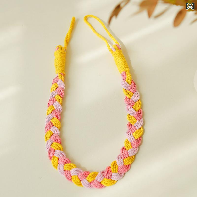 カーテンタッセル コットンロープ 綿紐 三つ編み 手編み ハンドメイド ナチュラル シンプル モダン 窓 ドア のれん飾り 民泊 ホテル リビング 寝室