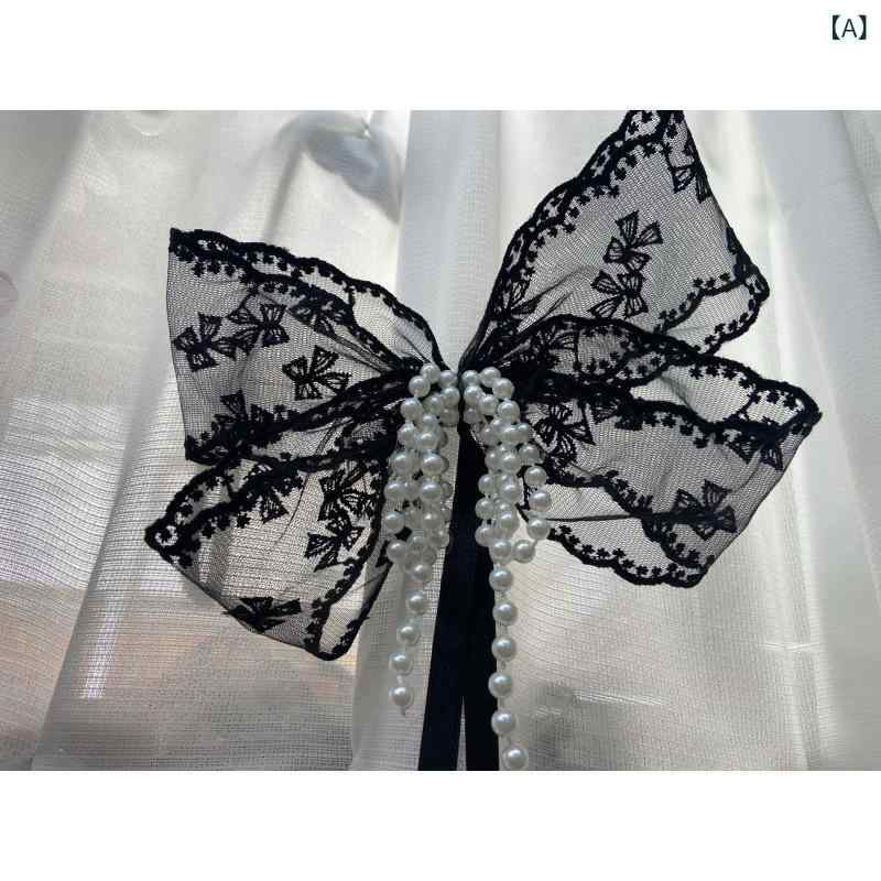 カーテンタッセル フレンチレトロ アンティーク調 レース パール リボン 蝶結び おしゃれ かわいい エレガント 上品 窓辺 装飾 結び帯 カーテンバンド インテリア雑貨