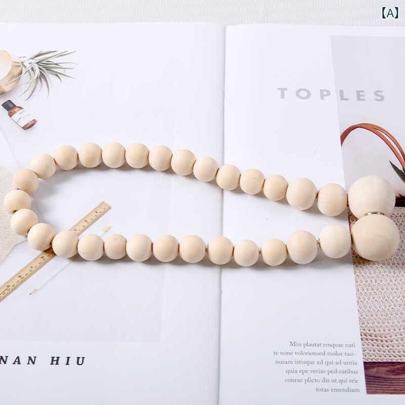 カーテンタッセル ウッドビーズ マグネット式 シンプル ハンドメイド インテリア雑貨 リビング 寝室 ウッドカラー ナチュラルカラー 簡単装着