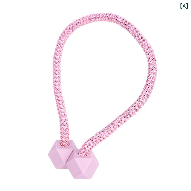 カーテン マグネットタッセル ロープ式 2個セット 北欧 モダン シンプル おしゃれ 留め具 タイバック ..