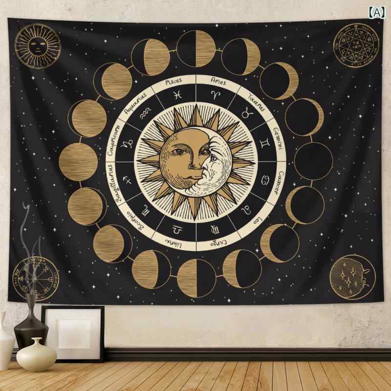 タペストリー タロットカード 月相 星空 神秘的 デジタルプリント ポリエステル 壁掛け 部屋飾り インテリア 北欧風 おしゃれ 背景布